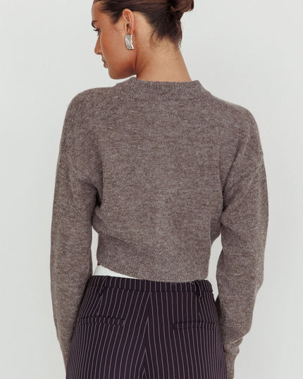 Grey Drop Shoulder Crop Cardigan