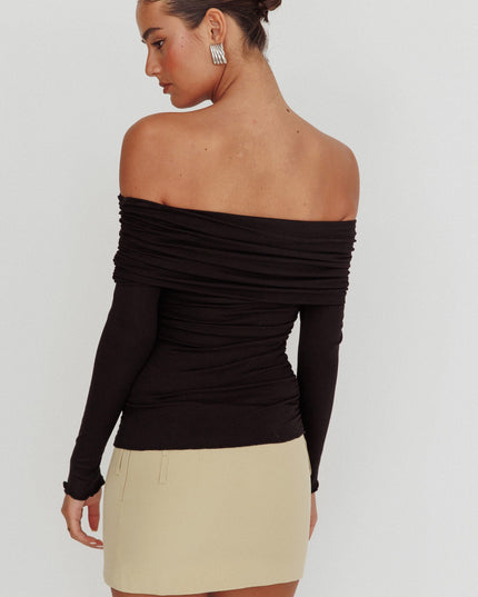 Black Off-Shoulder Long Sleeve Top