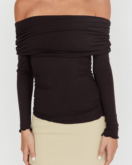 Black Off-Shoulder Long Sleeve Top