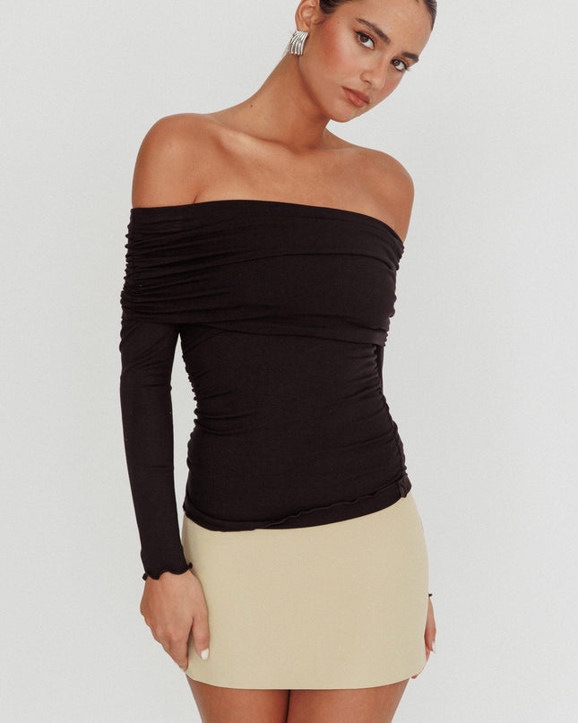 Black Off-Shoulder Long Sleeve Top