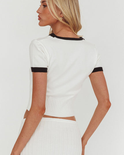 White Button-Up Knit Top