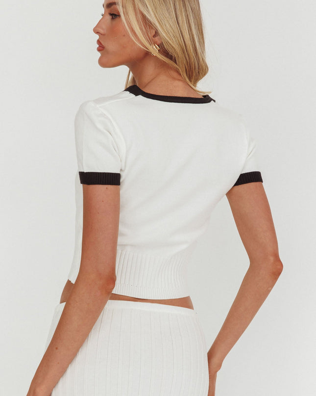 White Button-Up Knit Top