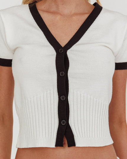 White Button-Up Knit Top