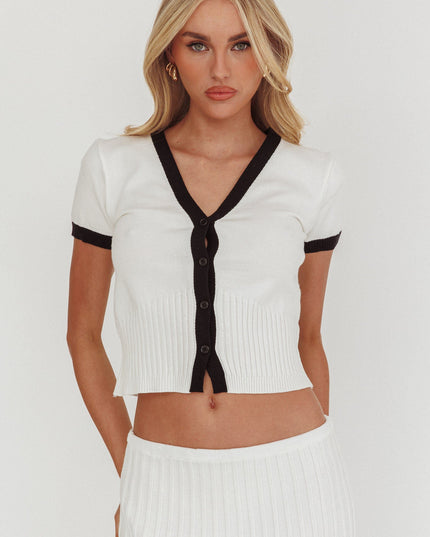 White Button-Up Knit Top