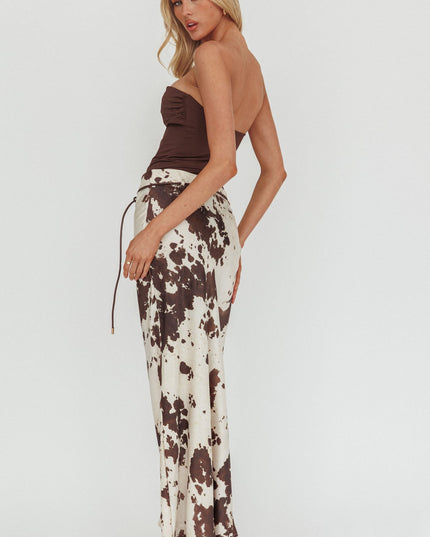 Print Tie Maxi Skirt Cow