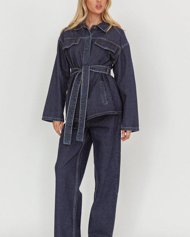 Denim Blue Straight Leg Pants