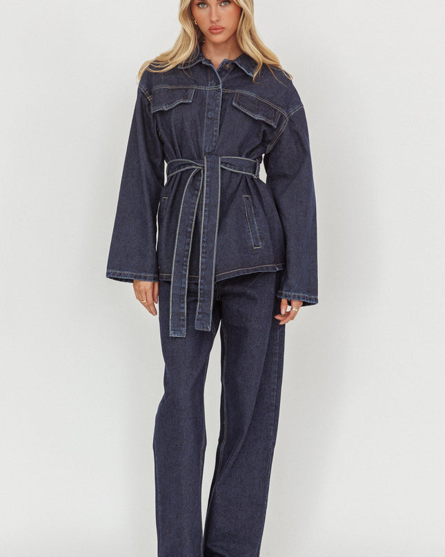 Denim Blue Straight Leg Pants