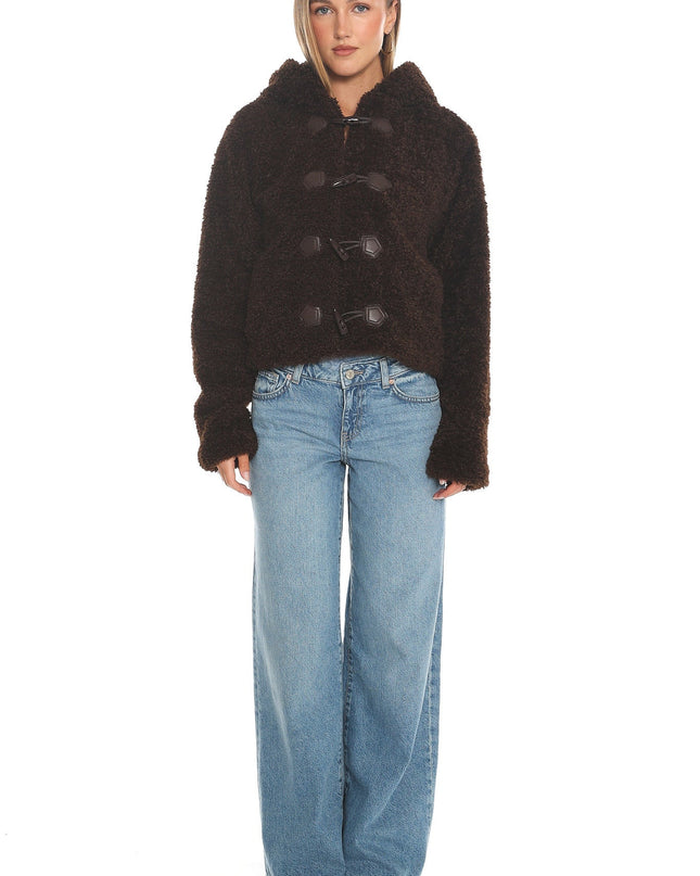 Brown Hooded Toggle Jacket