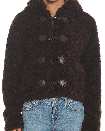 Brown Hooded Toggle Jacket