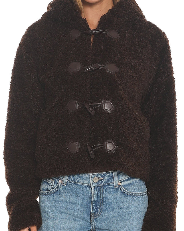 Brown Hooded Toggle Jacket