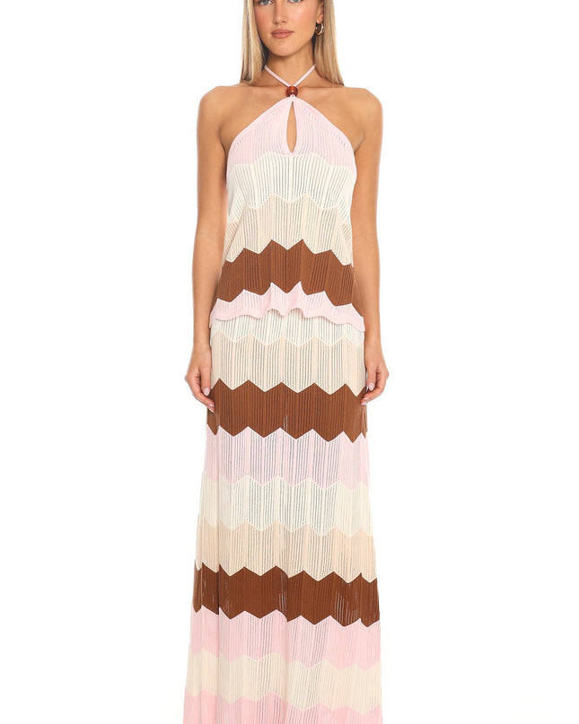 Cream You Chevron Knit Halter Top