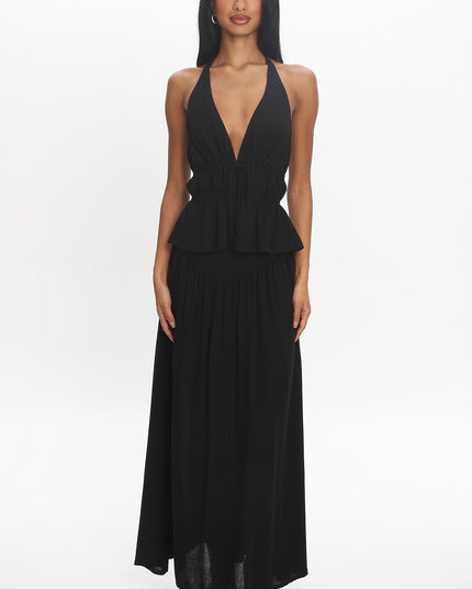 Black Tiered Maxi Skirt