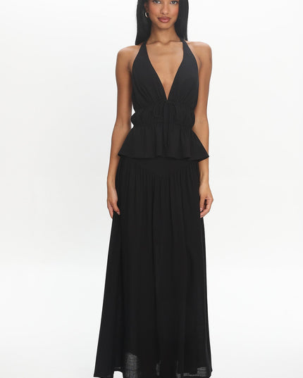 Black Tiered Maxi Skirt