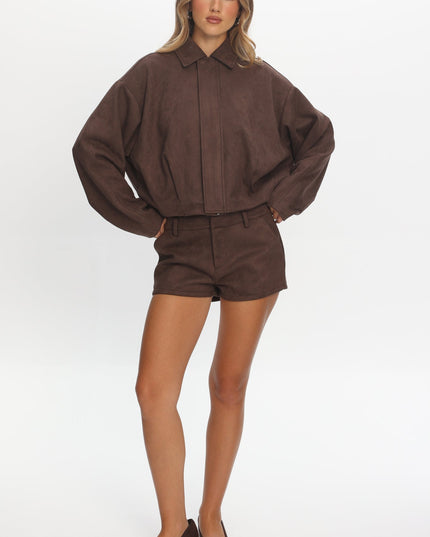 Chocolate Off the Cuff Cropped Utility Jacket