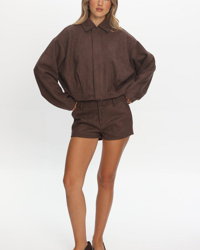 Chocolate Off the Cuff Cropped Utility Jacket