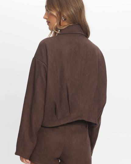 Chocolate Off the Cuff Cropped Utility Jacket