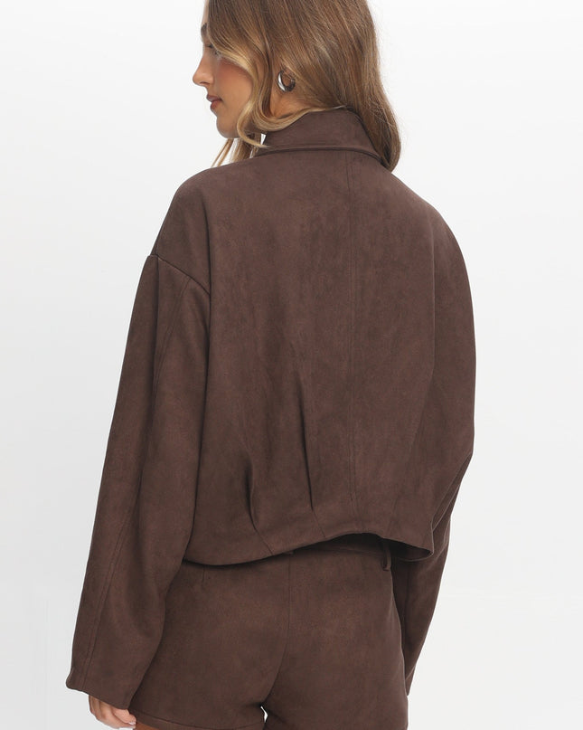 Chocolate Off the Cuff Cropped Utility Jacket