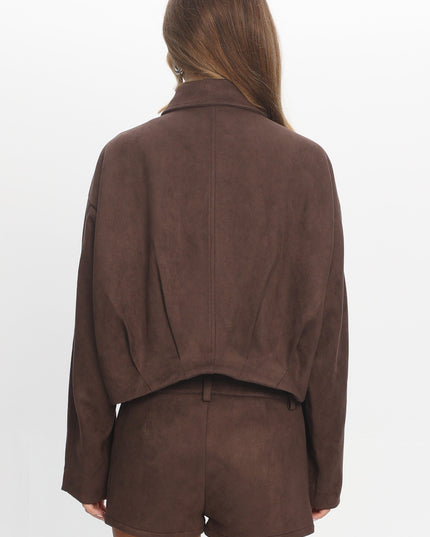 Chocolate Off the Cuff High-Waisted Suede Shorts
