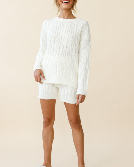 Cream Cable Knit Shorts