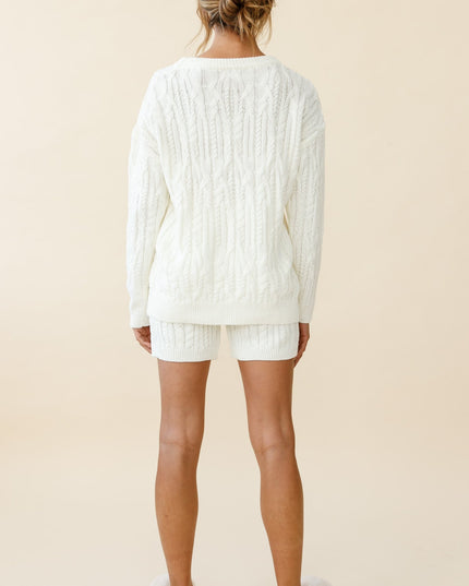 Cream Cable Knit Shorts