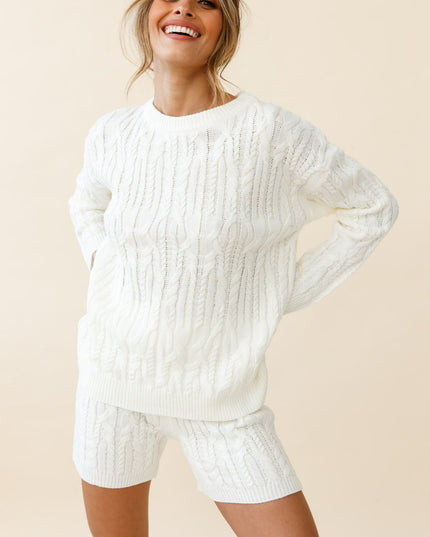 Cream Cable Knit Shorts
