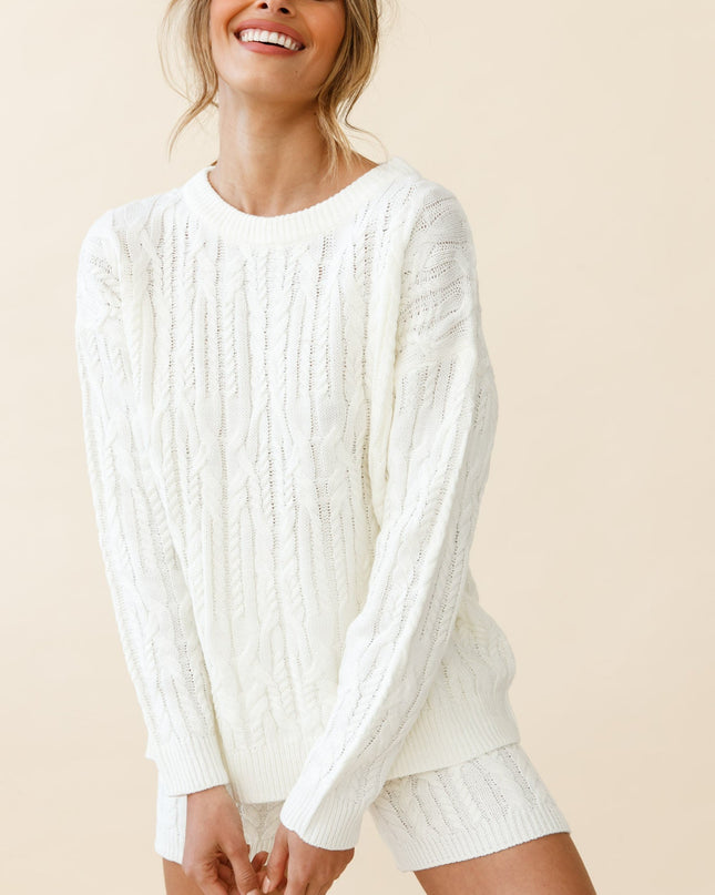 Cream Cable Knit Shorts