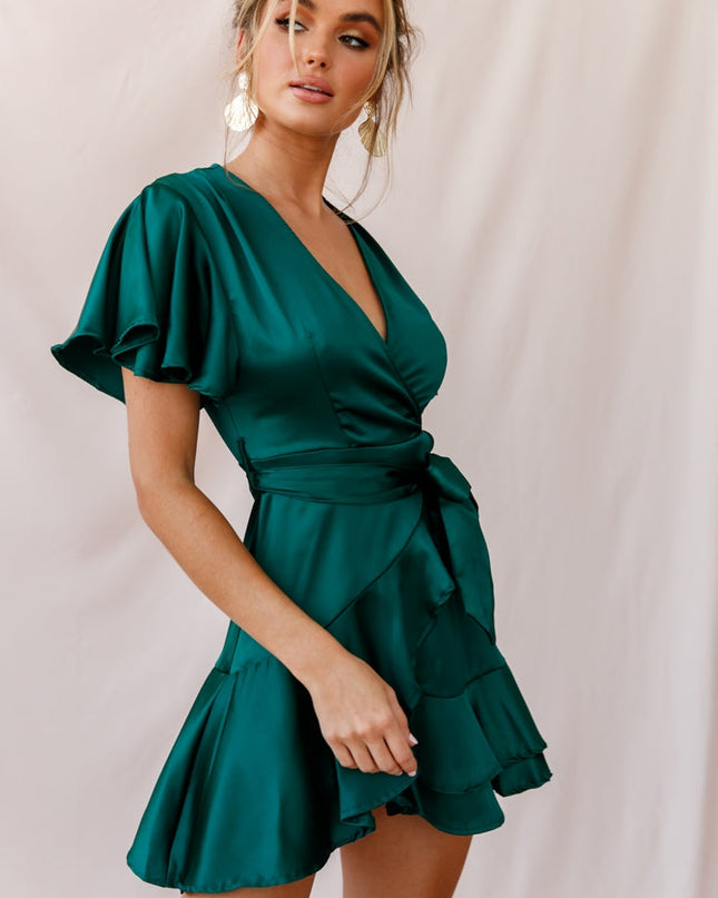 Jade Cami Angel Sleeve Faux Wrap Dress