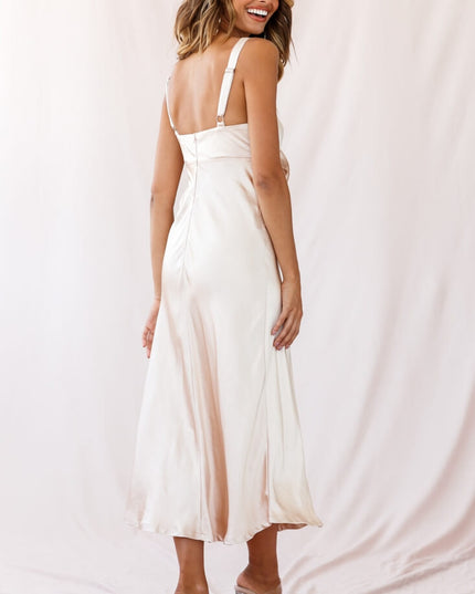 Gold Satin Midi Dress
