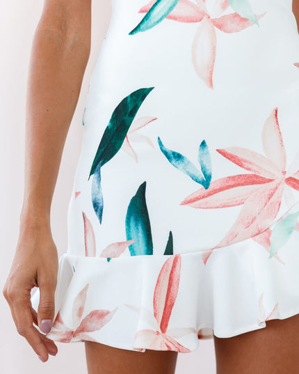 Floral Bodycon Mini Dress White