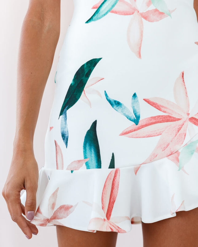 Floral Bodycon Mini Dress White