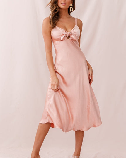 Blush Satin Midi Dress