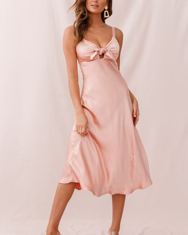 Blush Satin Midi Dress