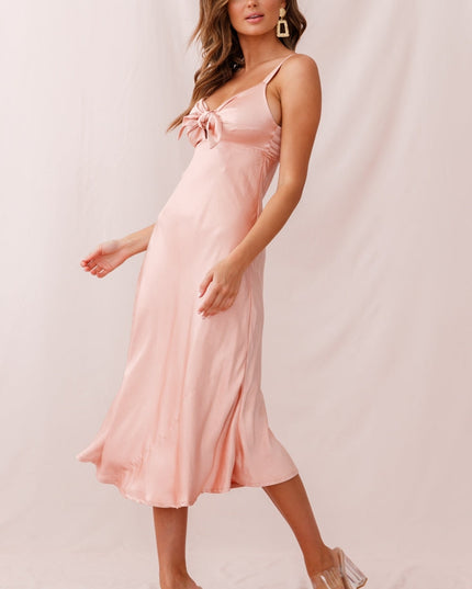 Blush Satin Midi Dress