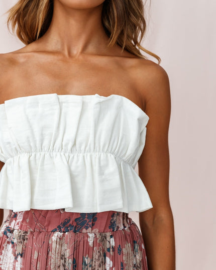 White Ruffle Crop Top