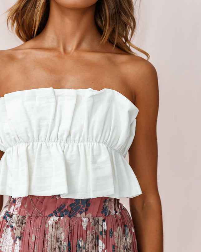 White Ruffle Crop Top