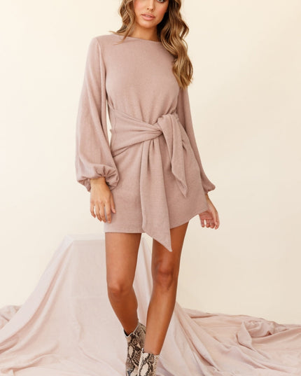 Mocha Waist Tie Knit Dress