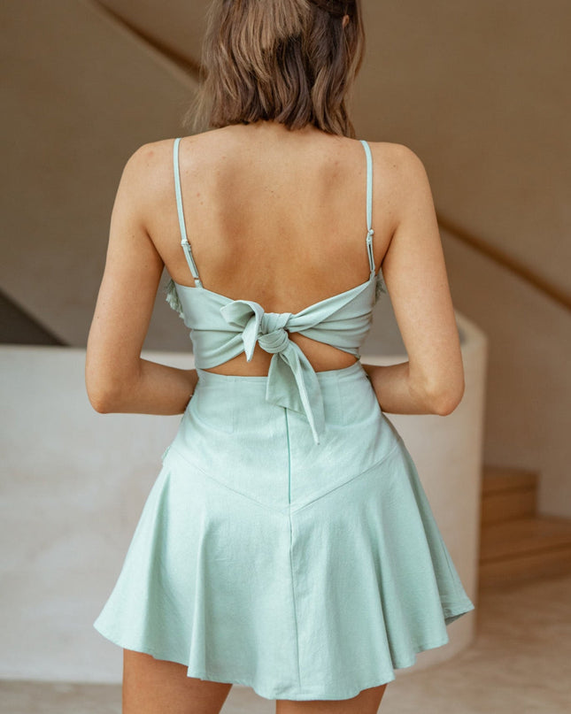 Pistachio Applique A-Line Dress
