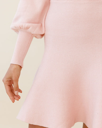 Blush Sleeve Fluted Hem Dress